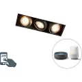 QAZQA Moderne smart nedfelt spotlight sort trimless inkl. 3 GU10 Wifi - Oneon 3