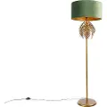 QAZQA Gulvlampe gull 145 cm med fløyelslampeskjerm grønn 50 cm - Botanica