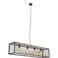 QAZQA Industriell pendellampe svart 118 cm med mesh 4-lys - Cage