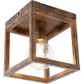 QAZQA Industriell taklampe rustbrun - Cage