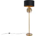 QAZQA Gulvlampe gull 145 cm med svart fløyelslampeskjerm 50 cm - Botanica