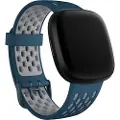 Fitbit Sport Band - Klokkestropp for smart armbåndsur - Stor størrelse - safir, tåkegrå - for Fitbit Sense, Versa 3