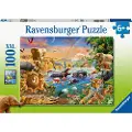 Ravensburger Savannah Jungle Waterhole, 100 stykker, Dyr, 6 år
