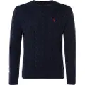 Ralph Lauren for man. 710775885001 Navy Cotton Braided Knitted Knitted Pullover (XXL), Casual, Long sleeve