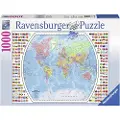 Ravensburger Political World Map, 1000 stykker, Kart, 14 år