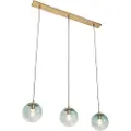 QAZQA Art Deco-pendellampe messing med grønt glass 3-lys - Pallon