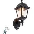 QAZQA Klassisk utendørs vegglampe sort med bevegelsessensor - Capital
