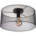 QAZQA Industriell taklampe sort - Drum Mesh