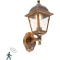 QAZQA Antikk vegglampe gull IP44 med bevegelsessensor - Capital
