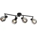 QAZQA Art Deco taklampe sort med røykglass 4-lys - Vidro