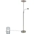 QAZQA Moderne gulvlampe stål inkl. LED-dimmer med lesearm - Strela