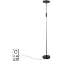 QAZQA Gulvlampe sort inkl. LED med fjernkontroll - Bumu