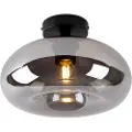 QAZQA Art Deco taklampe sort med røykglass - Busa
