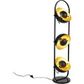 QAZQA Industriell gulvlampe sort med gull 3-lys - Magnax