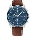 Tommy Hilfiger for man. 1791837 Analogue watch with leather strap Steel blue (OSFA), Casual