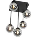QAZQA Moderne taklampe sort 5-lys med røykglass - Athen
