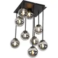 QAZQA Moderne taklampe sort 9-lys med røykglass - Athen
