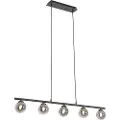 QAZQA Moderne pendellampe sort 100 cm 5-lys med røykglass - Athen