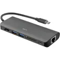 Deltaco USB-C dockingstasjon 6 porter med støtte for lading
