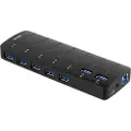 Deltaco USB 3.0 hub 7xType A hun strømadapter USB-hub - 7 porter - Svart
