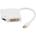 Deltaco DP-MULTI2 - Video adapter - Mini DisplayPort hann til HD-15 (VGA), DVI-I, HDMI hunn - 25 cm - hvit