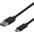 Deltaco Ladekabel USB-A til USB-C, 0,25 m, svart