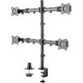 Deltaco Office ARM-0302 - Monteringssett - leddelt - for 4 skjermer - aluminium, stål - matt svart - skjermstørrelse: 13-27 - skrivebordsmonterbar