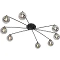 QAZQA Moderne taklampe sort 8-lys med røykglass - Athen