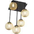 QAZQA Moderne taklampe sort med gull 5-lys - Athens Wire