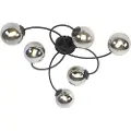 QAZQA Moderne taklampe sort 6-lys med røykglass - Athen