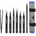 Teknikproffset Kingsdun tip set, 8 parts, ESD, tweezers, black