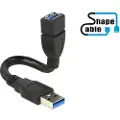DeLOCK ShapeCable - USB-forlengelseskabel - USB-type A (hunn) til USB-type A (hann) - USB 3.0 - 15 cm - svart