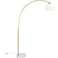 QAZQA Moderne buelampe messing med hvit skjerm - Arc Basic