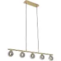 QAZQA Moderne pendellampe gull 100 cm 5-lys med røykglass - Athen