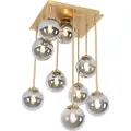 QAZQA Moderne taklampe gull 9-lys med røykglass - Athen