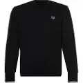 Fred perry for man. M7535 Crewneck sweatshirt black (L), Casual, Cotton