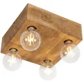 QAZQA Rustikk taklampe vintage tre 4-lys - Bloc