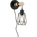 QAZQA Rustikk vegglampe sort med tre - Dami Frame