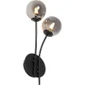 QAZQA Moderne vegglampe sort 2-lys med røykglass - Athen