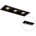 QAZQA Moderne innfelt spotlight sort justerbar 3-lys - Roof