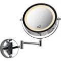 QAZQA Design veggSpeil krom inkl. LED dim-to-warm justerbar IP44 - Vicino