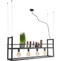 QAZQA Industriell pendellampe sort med hylle stor 4 lys - Cage Rack