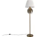 QAZQA Gulvlampe gull 145 cm med plissèskjerm hvit 45 cm - Botanica