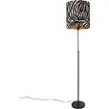QAZQA Gulvlampe svart skjerm sebraprint 40 cm justerbar - Parte