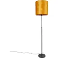 QAZQA Gulvlampe sort med gullskjerm 40 cm justerbar - Parte