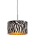 QAZQA Moderne pendellampe sort med sebraskjerm 35 cm - Combi