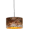 QAZQA Moderne pendellampe sort med leopardmønstret skjerm 35 cm - Combi
