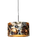 QAZQA Moderne pendellampe sort med blomster skjerm 35 cm - Combi
