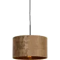QAZQA Moderne pendellampe svart med brun skjerm 35 cm - Combi