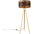 QAZQA Gulvlampe stativ natur med blomster skjerm 50 cm - Tripod Classic